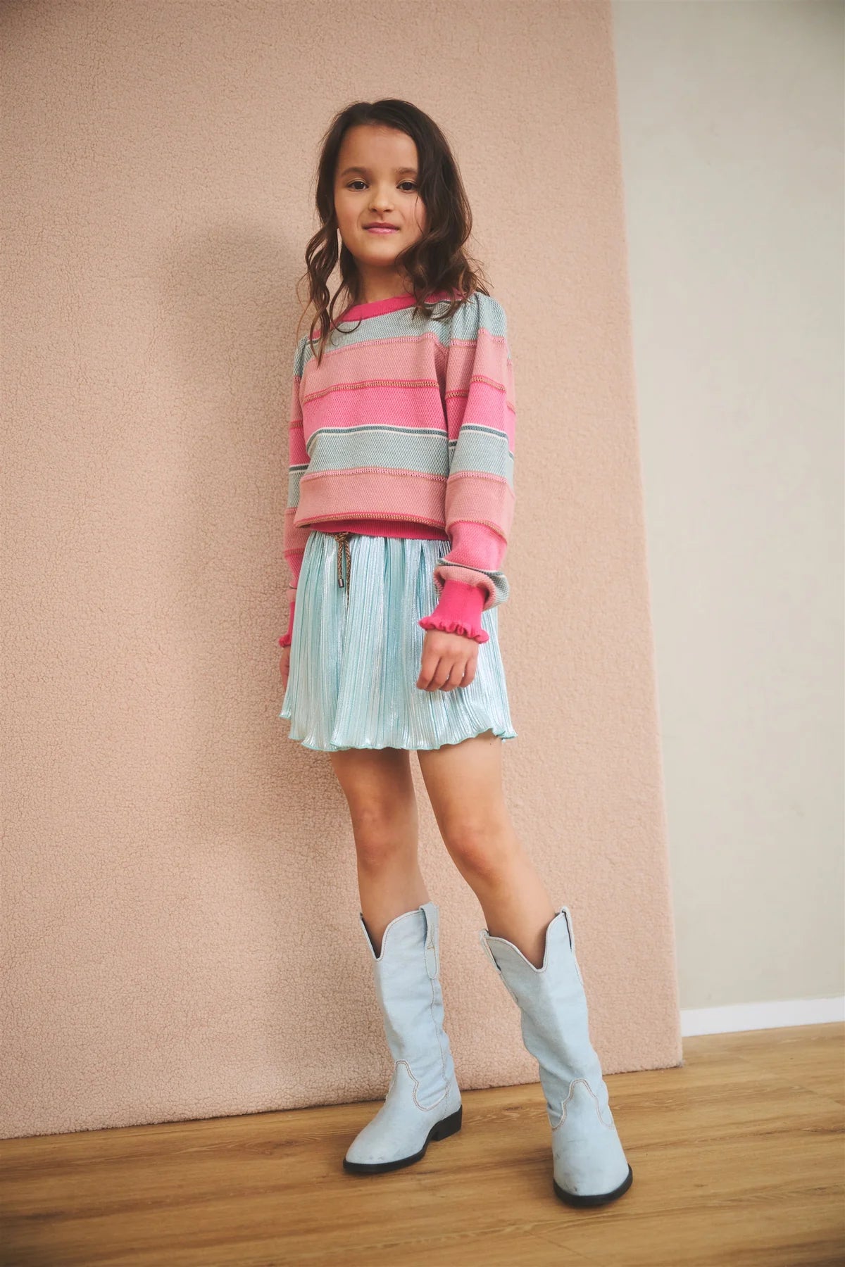 Nono Gestreifter Strickpullover Kamelie Rosa