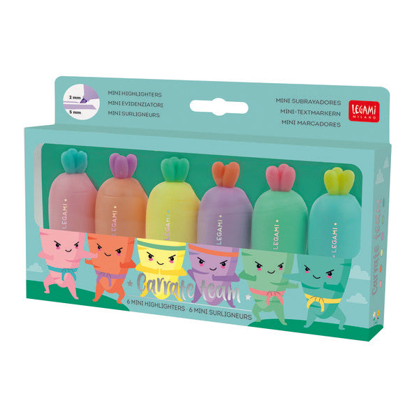 Set mit 6 Mini-Textmarkern - Carrate Team - Carrot