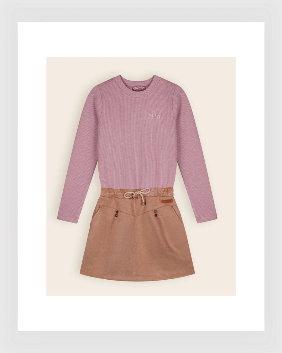 Nono Mickey-Kombikleid mit Wildlederrock in Altrosa