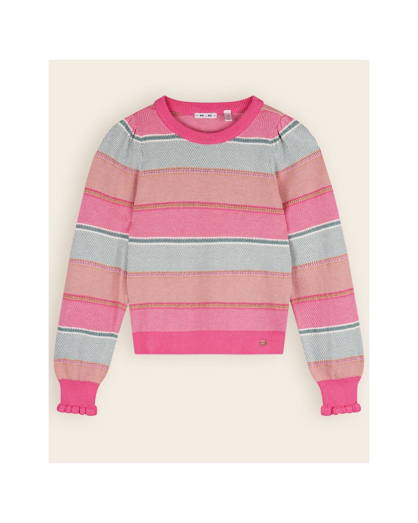 Nono Gestreifter Strickpullover Kamelie Rosa