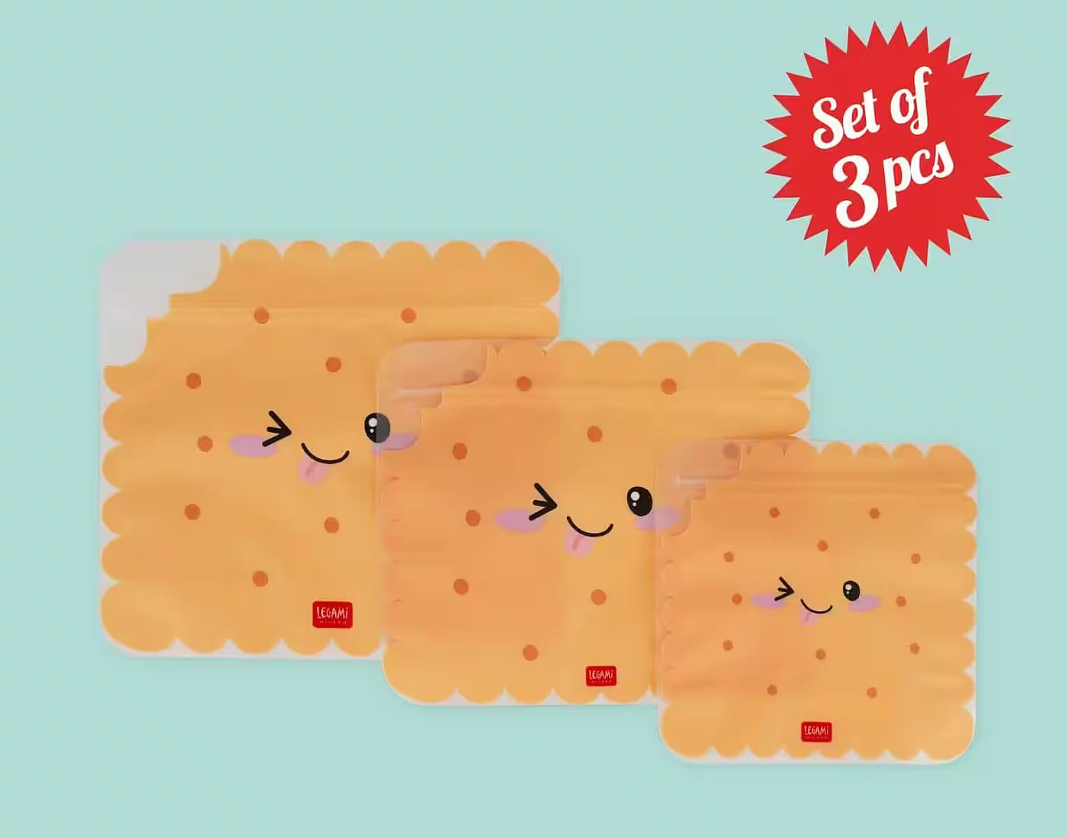 Legami Frischhaltebeutel Snack bags 3er Set Cookie