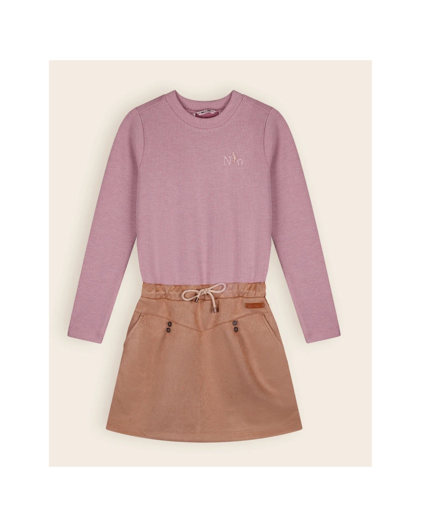 Nono Mickey-Kombikleid mit Wildlederrock in Altrosa