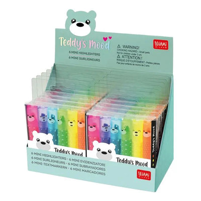 Legami Set mit 6 Mini-Textmarkern - Teddy's Mood - Teddy Bear