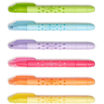 Legami Textmarker Magic Highlighters, Doppelspitze, farbig sortiert, löschbar, 6 Stück