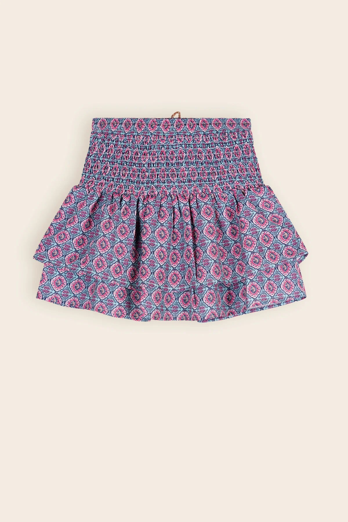 Nono Nami-Lagenrock mit gesmoktem Bund, Blau, AOP