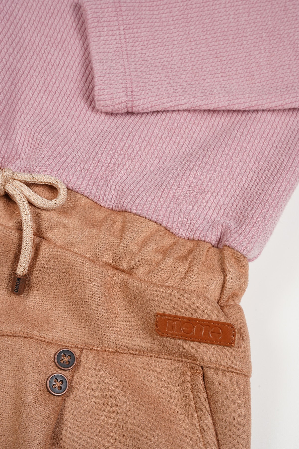 Nono Mickey-Kombikleid mit Wildlederrock in Altrosa