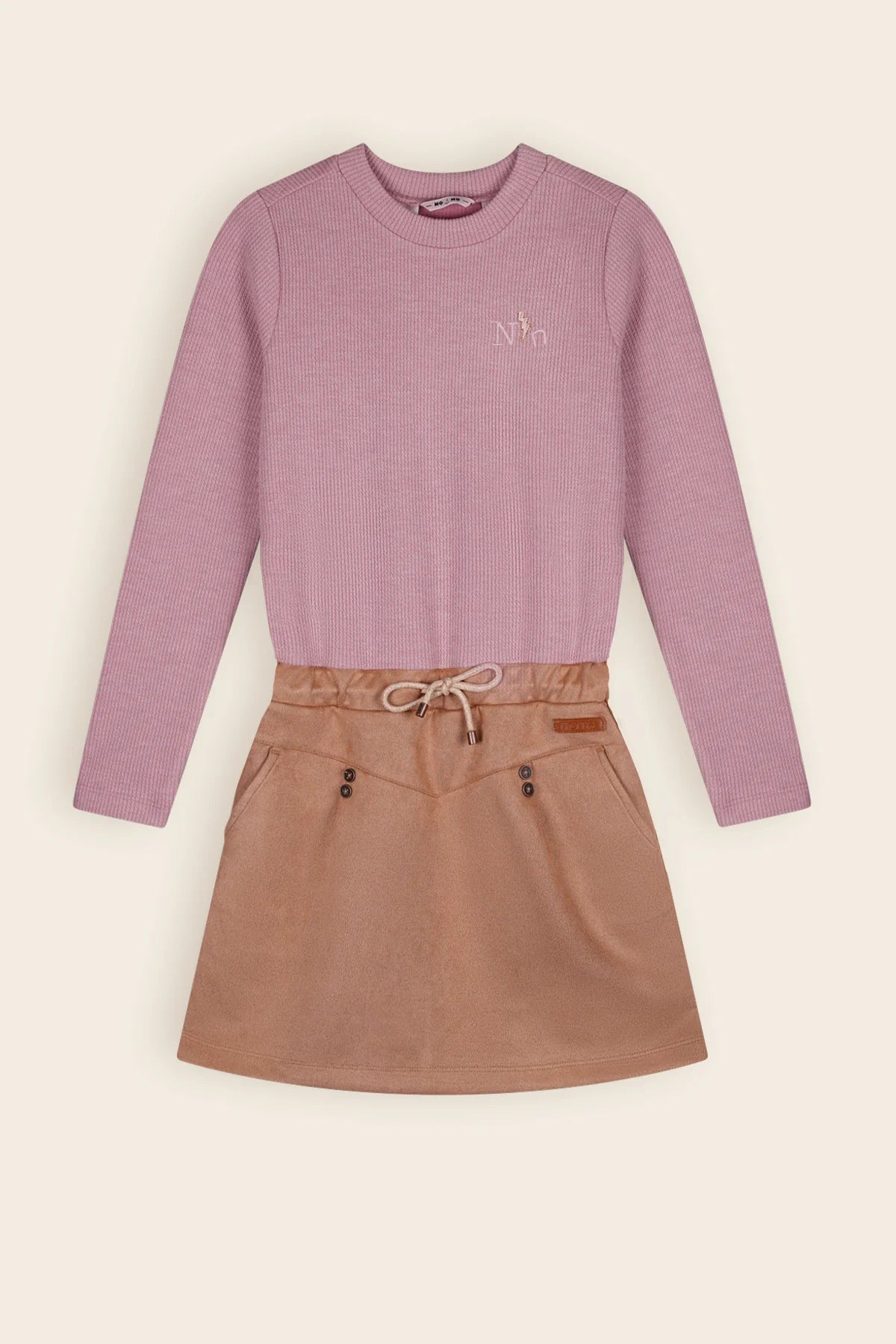 Nono Mickey-Kombikleid mit Wildlederrock in Altrosa