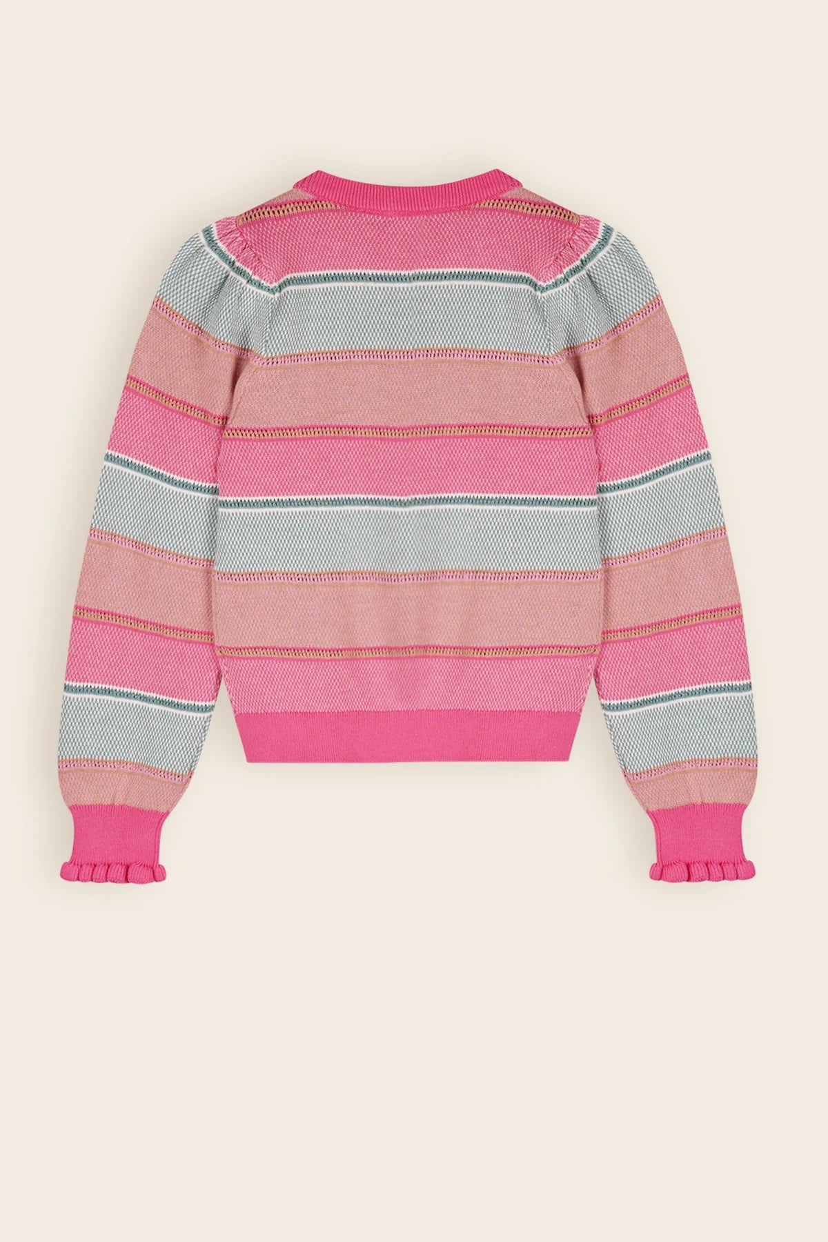 Nono Gestreifter Strickpullover Kamelie Rosa