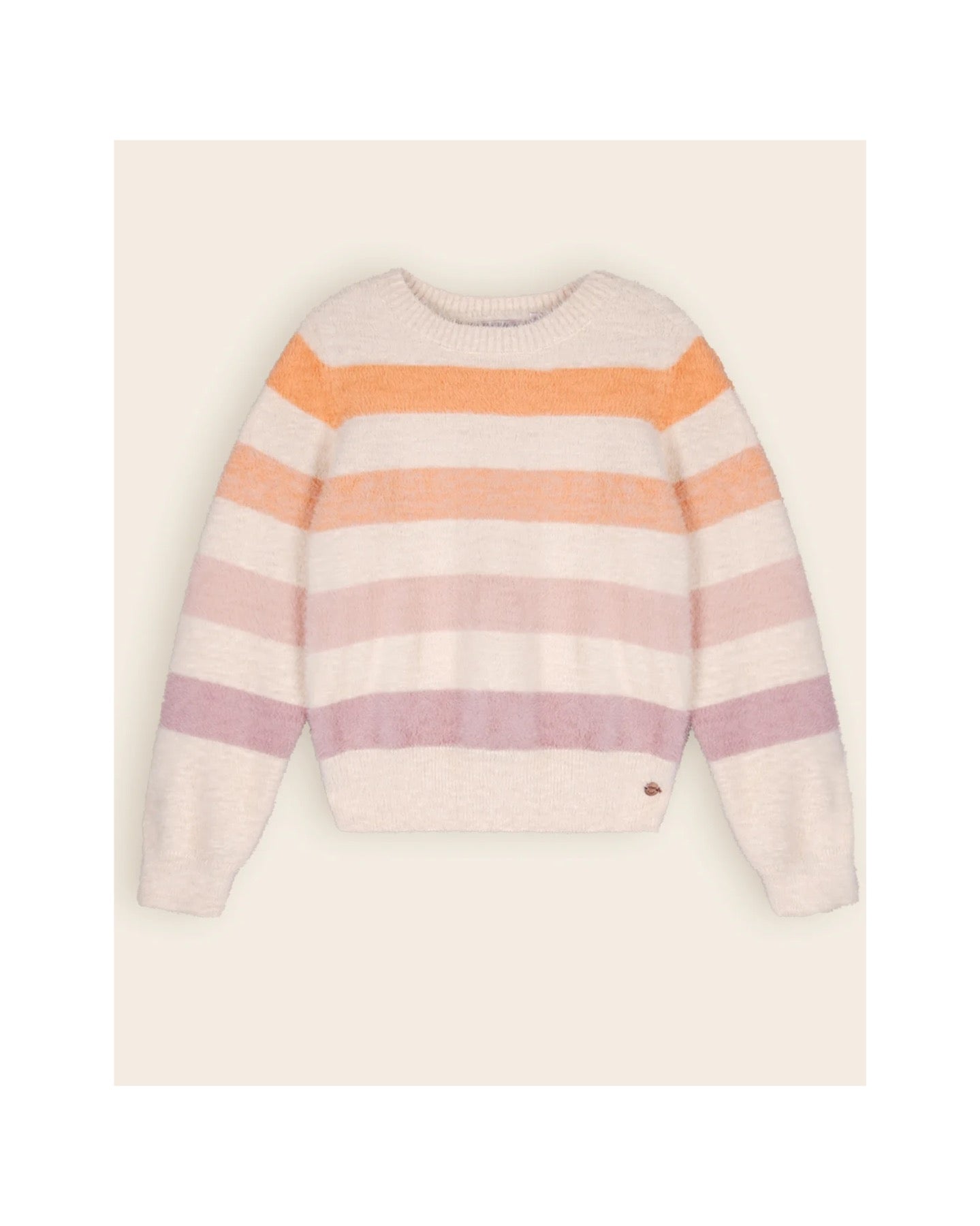 Nono Flauschiger gestreifter Strickpullover von Ketan, Elfenbeinfarben