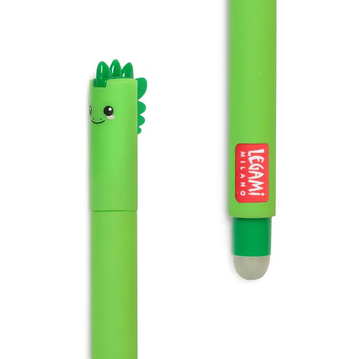 Legami Gelschreiber Dino - löschbar, Gehäuse bunt, Schreibfarbe grün