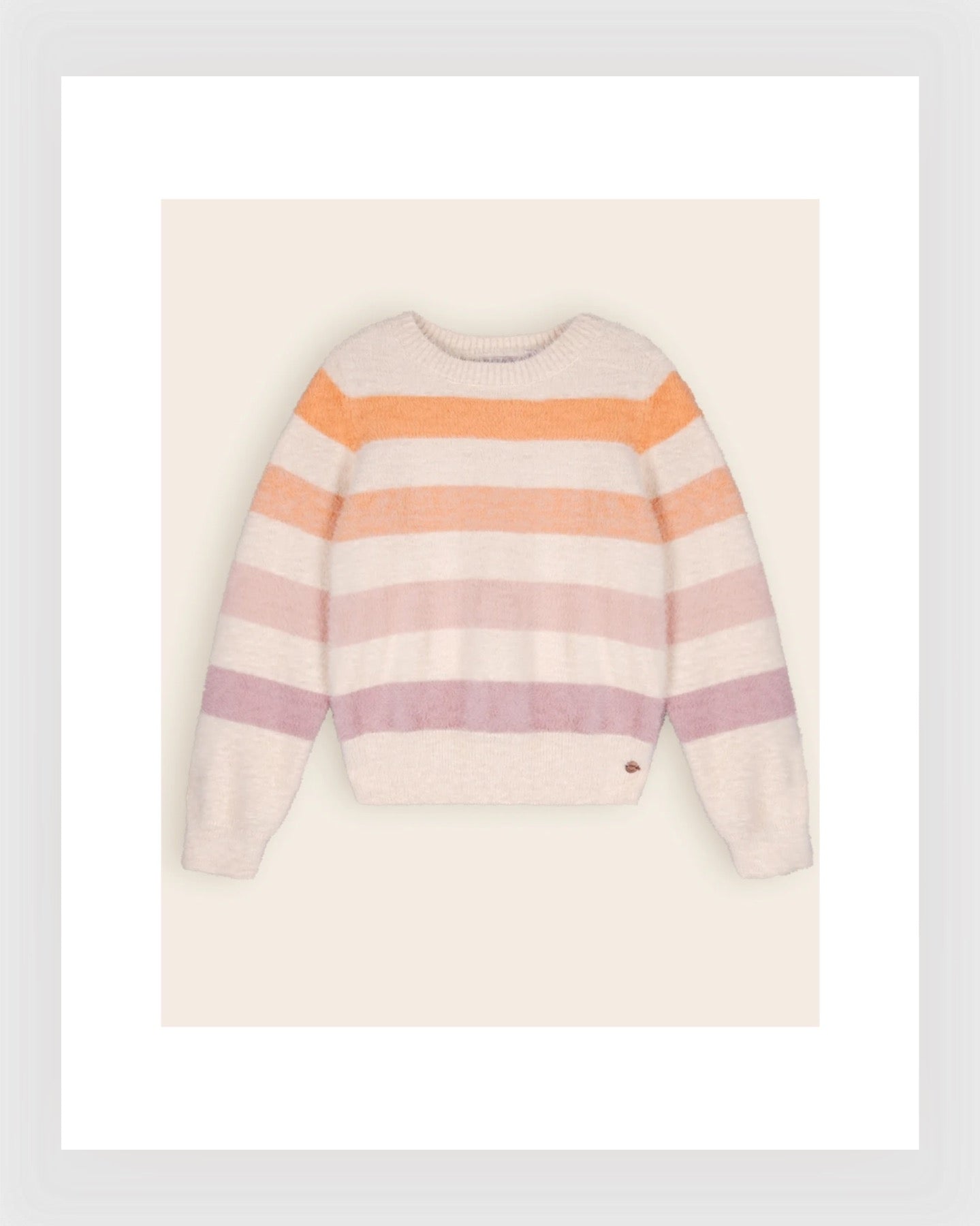 Nono Flauschiger gestreifter Strickpullover von Ketan, Elfenbeinfarben