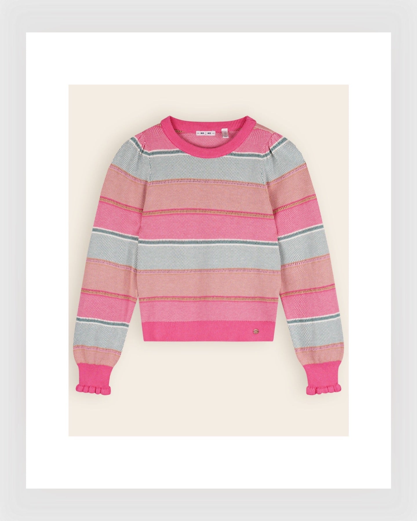 Nono Gestreifter Strickpullover Kamelie Rosa