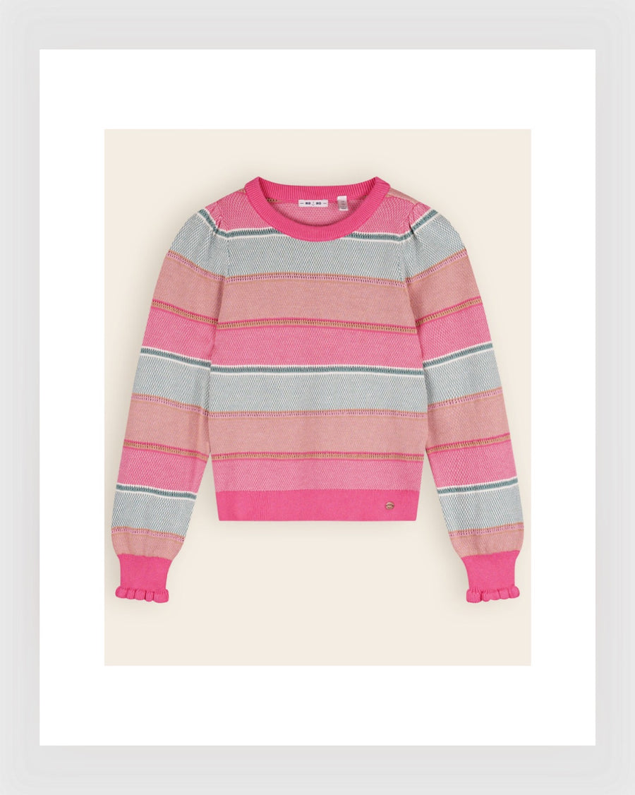 Nono Gestreifter Strickpullover Kamelie Rosa