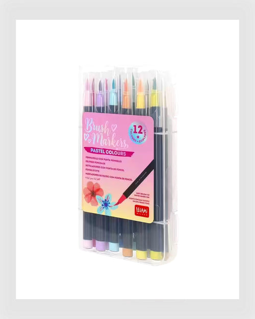 Legami Pinselstift Set mit 12 Pinselstiften - Brush Markers - Pastell