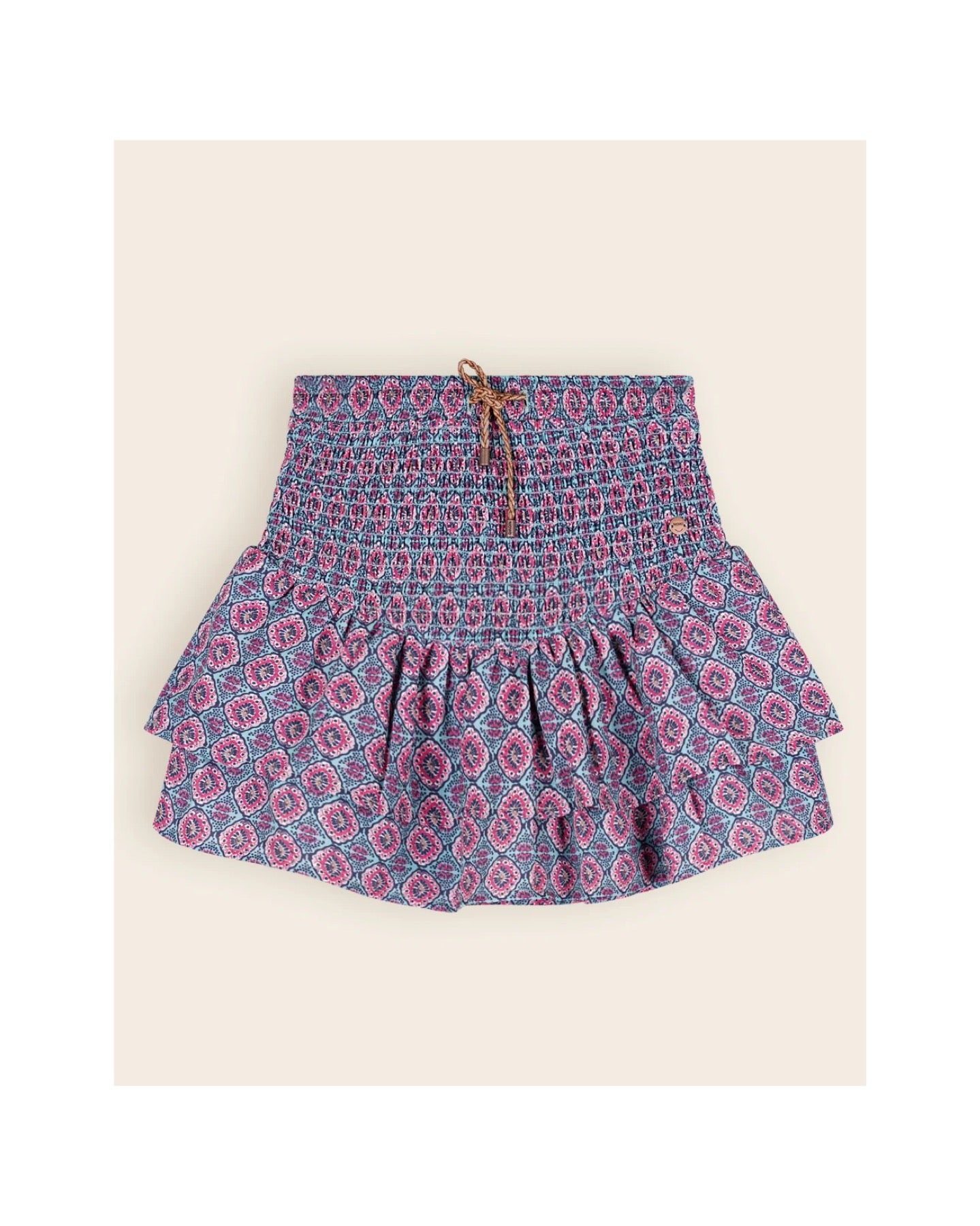 Nono Nami-Lagenrock mit gesmoktem Bund, Blau, AOP