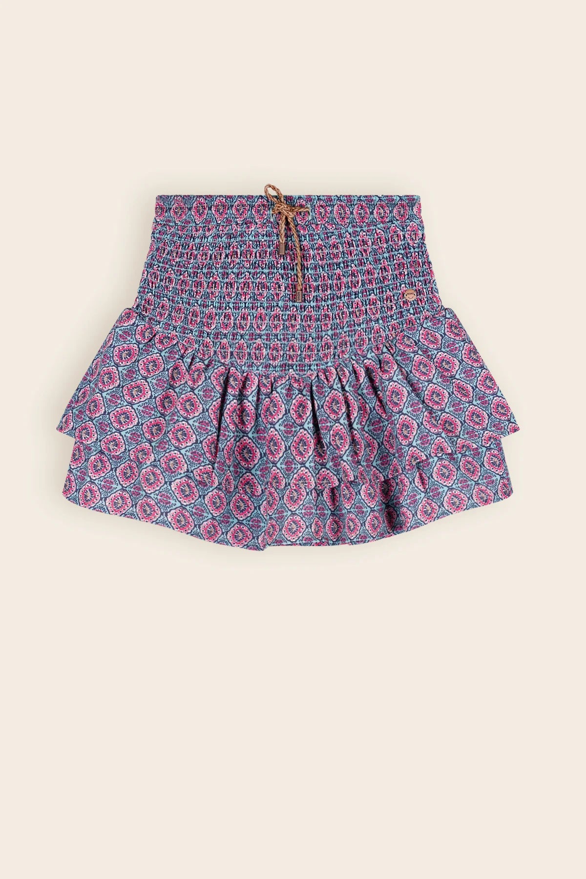 Nono Nami-Lagenrock mit gesmoktem Bund, Blau, AOP