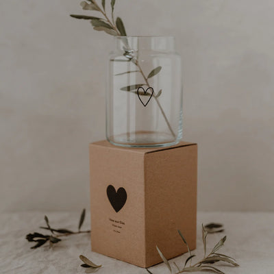 Eulenschnitt - Vase aus Glas Herz groß