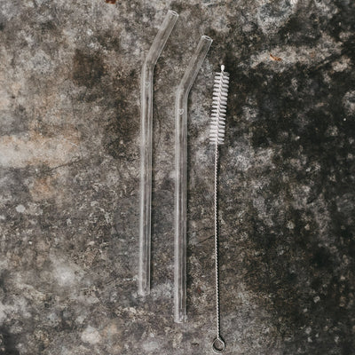 Eulenschnitt - Strohhalme gebogen Herz transparent aus Glas im 4er Set