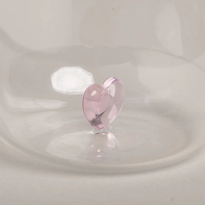 Eulenschnitt - Trinkglas Herzfigur rosa