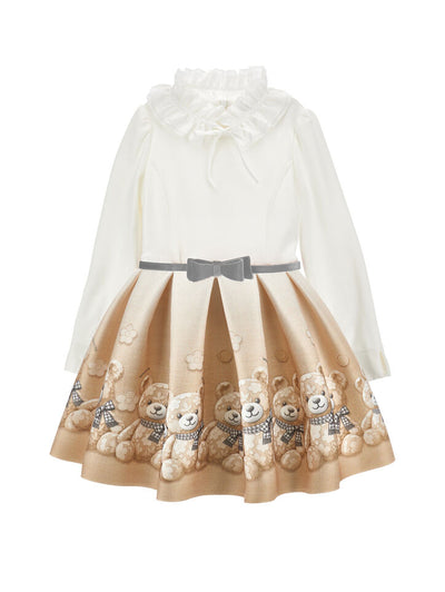 Monnalisa - Teddy-Kleid mit Blumenrüschen