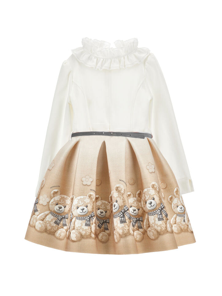 Monnalisa - Teddy-Kleid mit Blumenrüschen