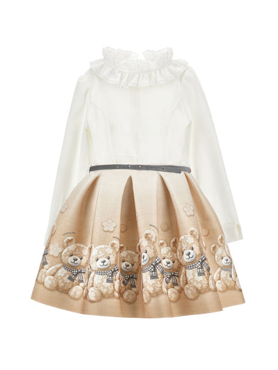 Monnalisa - Teddy-Kleid mit Blumenrüschen