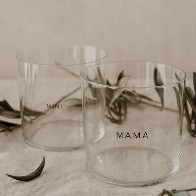Eulenschnitt Trinkglas im 2er Set Mama & Mini schwarz