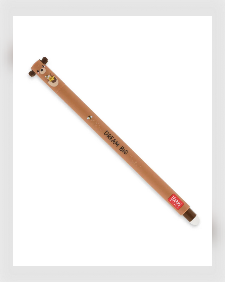 Legami Gelschreiber Bär - löschbar, Gehäuse bunt, Schreibfarbe rot