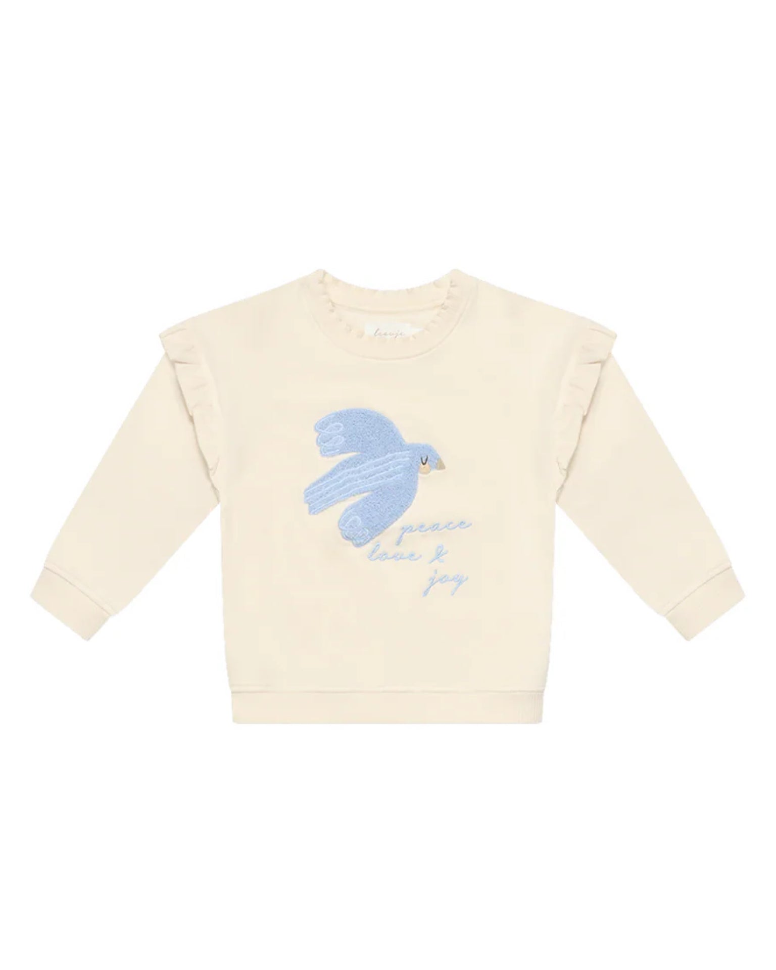 Leevje - OVERSIZED SWEATSHIRT 'PEACE, LOVE & JOY' MIT RÜSCHENDETAILS