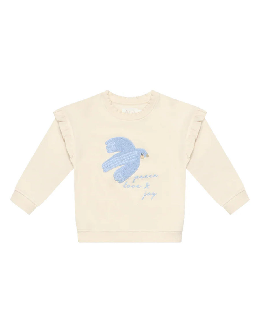 Leevje - OVERSIZED SWEATSHIRT 'PEACE, LOVE & JOY' MIT RÜSCHENDETAILS