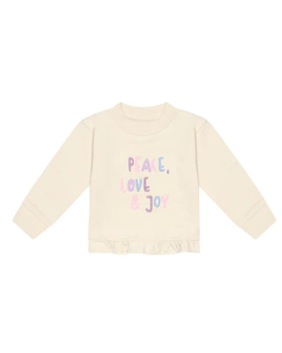 Leevje - SWEATSHIRT 'PEACE, LOVE & JOY' MIT RÜSCHENSAUM