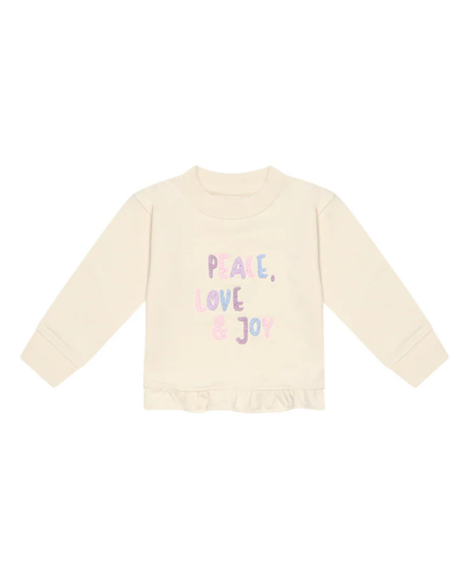 Leevje - SWEATSHIRT 'PEACE, LOVE & JOY' MIT RÜSCHENSAUM