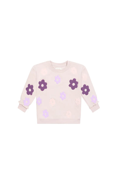 Leevje - OVERSIZED SWEATSHIRT 'TERRY LAVENDER FLOWERS'
