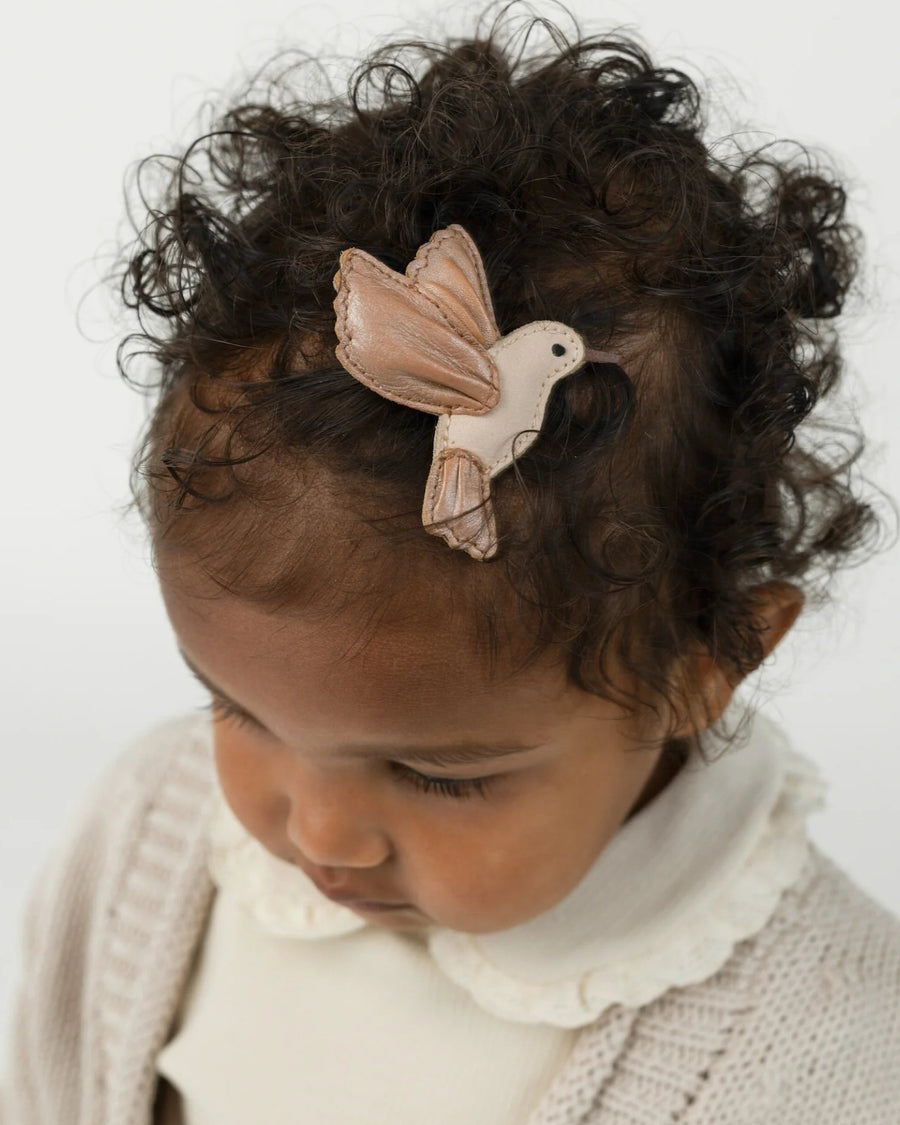 DONSJE Zaza Sky Hairclip | Hummingbird | Clay Metallic Leather
