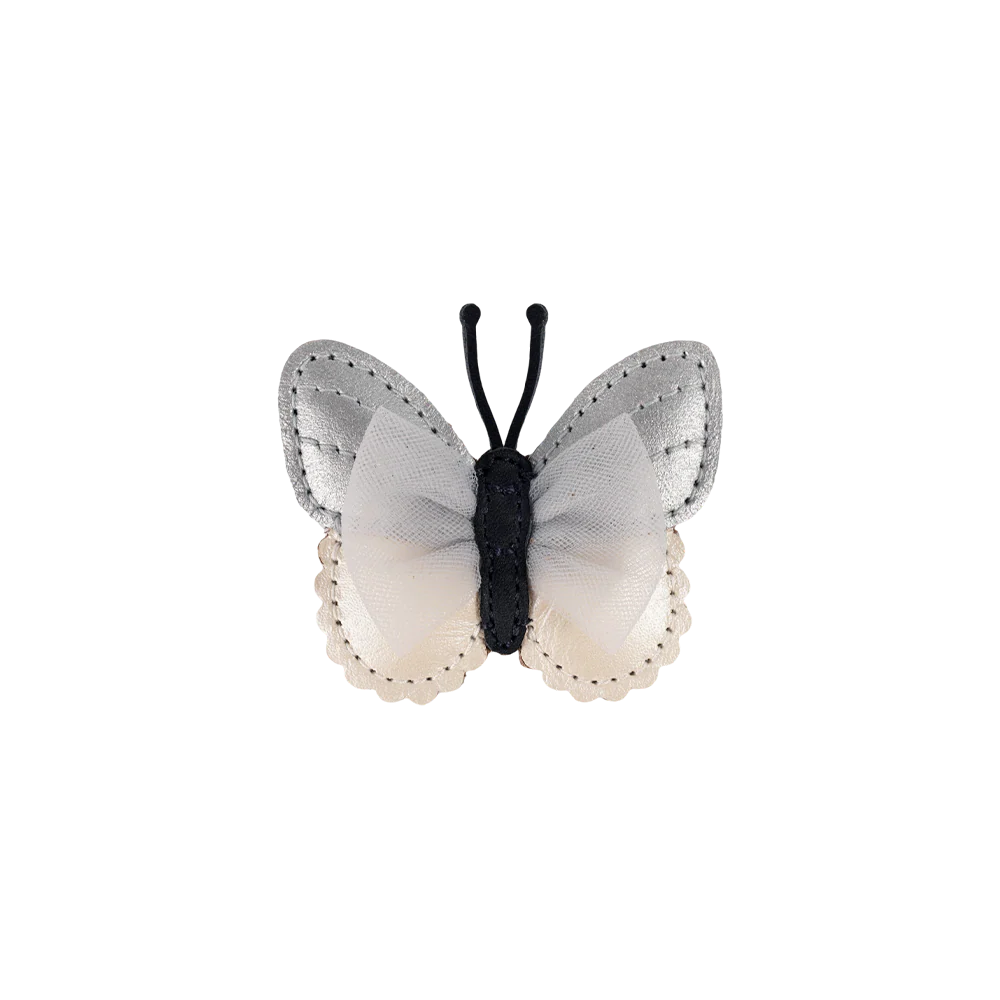 DONSJE Alja Clip | Vlinder | Silver Grey Metallic Leather