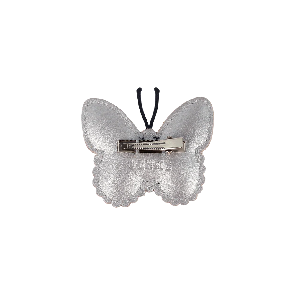 DONSJE Alja Clip | Vlinder | Silver Grey Metallic Leather