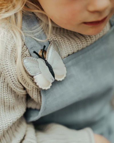 DONSJE Alja Clip | Vlinder | Silver Grey Metallic Leather