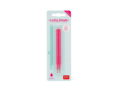 Legami Set mit 2 Ersatzpatronen für Gelstift - Lovely Friends - Pink
