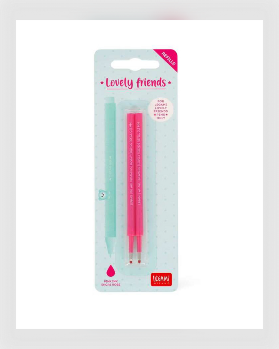 Legami Set mit 2 Ersatzpatronen für Gelstift - Lovely Friends - Pink