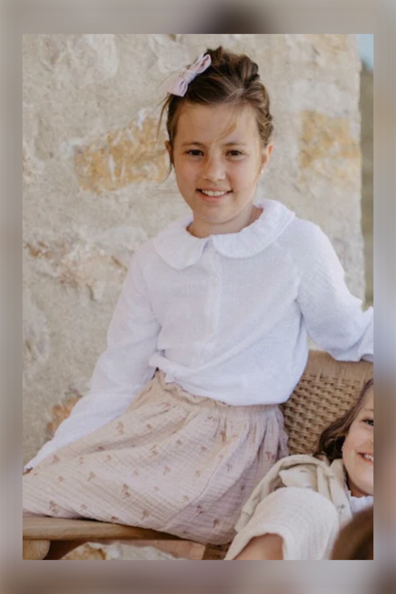 Leevje - MUSSELINBLUSE MIT KRAGEN