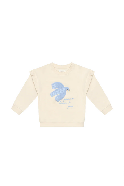 Leevje - OVERSIZED SWEATSHIRT 'PEACE, LOVE & JOY' MIT RÜSCHENDETAILS