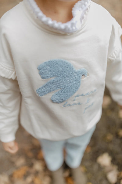 Leevje - OVERSIZED SWEATSHIRT 'PEACE, LOVE & JOY' MIT RÜSCHENDETAILS