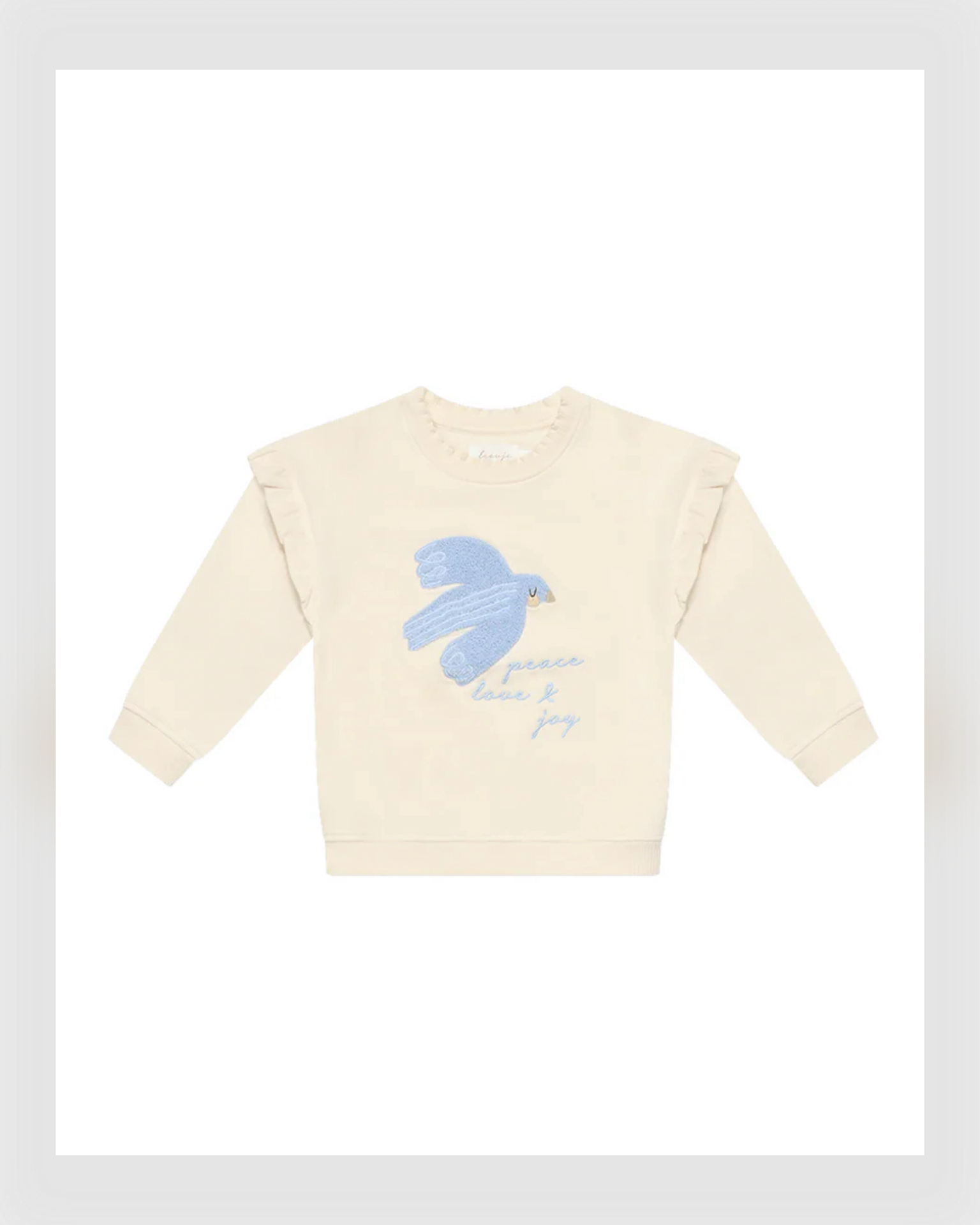 Leevje - OVERSIZED SWEATSHIRT 'PEACE, LOVE & JOY' MIT RÜSCHENDETAILS