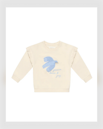 Leevje - OVERSIZED SWEATSHIRT 'PEACE, LOVE & JOY' MIT RÜSCHENDETAILS