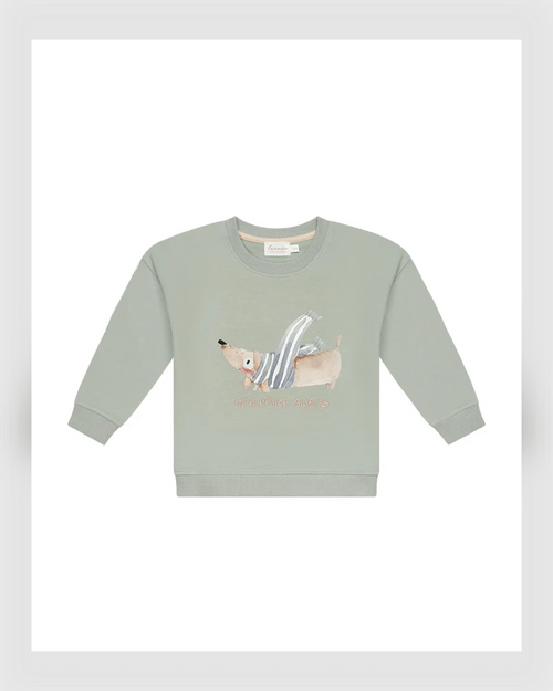 Leevje - UNISEX OVERSIZED SWEATSHIRT DACKEL 'ADVENTURE AWAITS'