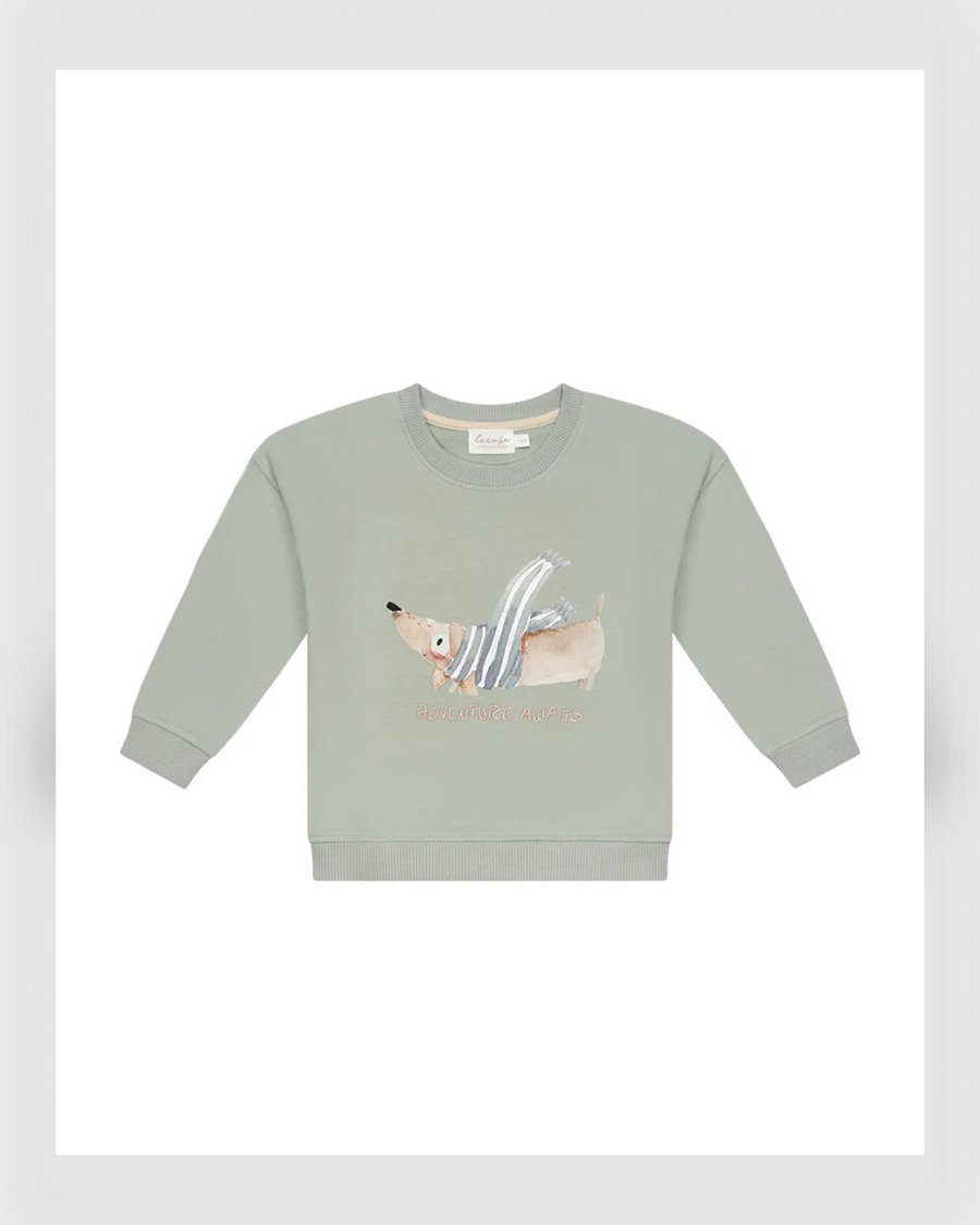 Leevje - UNISEX OVERSIZED SWEATSHIRT DACKEL 'ADVENTURE AWAITS'