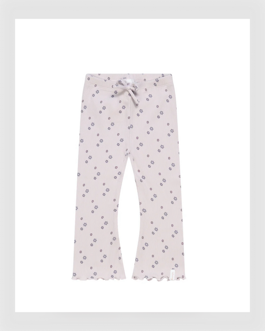 Leevje - SCHLAG-LEGGINGS 'LAVENDER FLOWERS' MIT SCHLEIFE AUS BIO-BAUMWOLLE