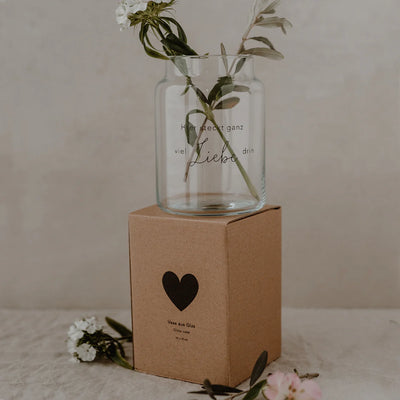 Eulenschnitt Vase aus Glas groß Liebe